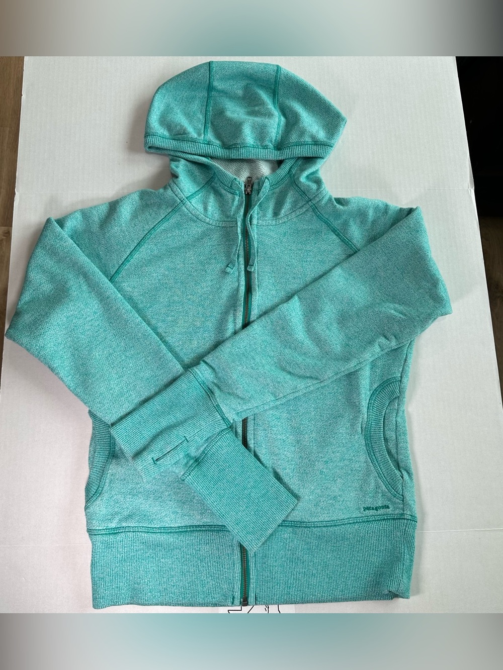 Patagonia Women's Cloud Stack Full Zip Hoodie Teal Blue Heather Outdoor Hiking